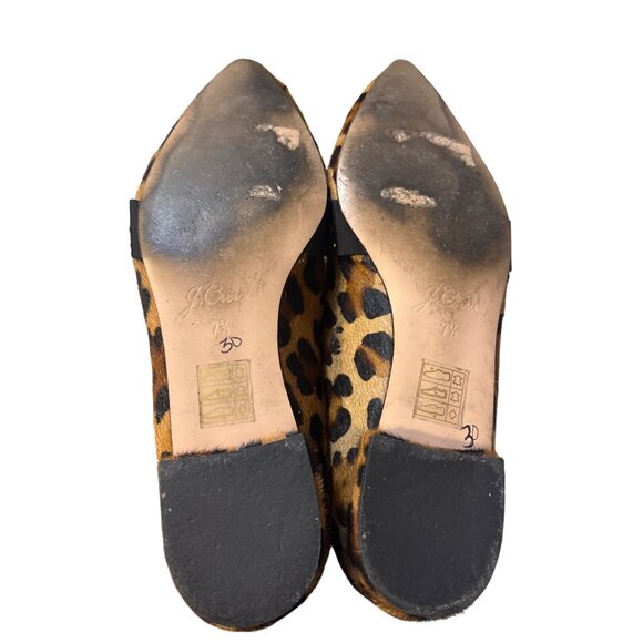 J.Crew Leopard Print Pony Hair Pointed Toe Flats With Studded Bow Size 7.5 - Picture 5 of 7